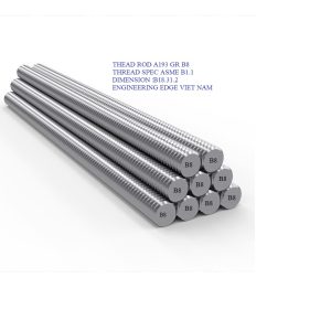Stud bolt A193 Gr B8 Plain - Hình ảnh 1